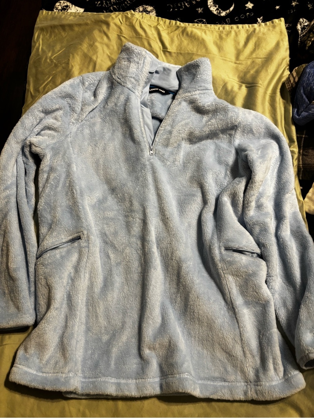 Lands' End Light Blue Fleece Half-Zip Pullover